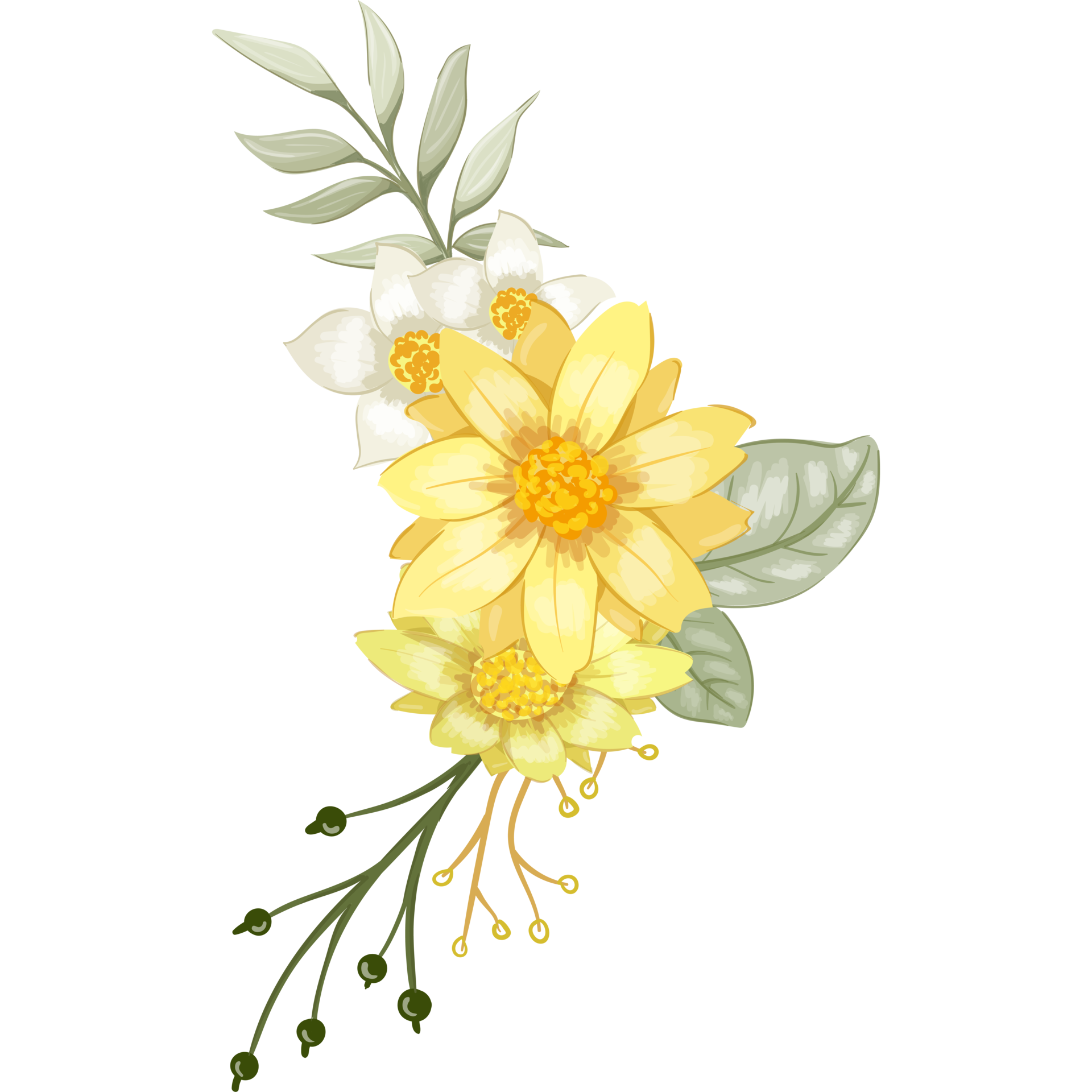 Yellow Flower Arrangement with watercolor style 15740233 PNG