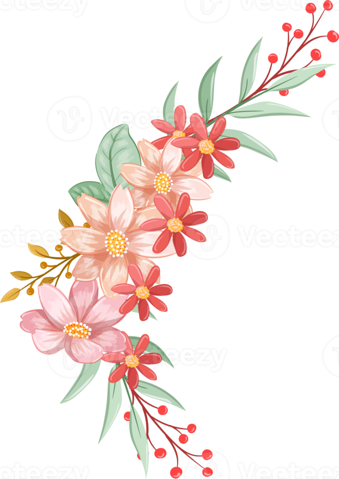 Orange Flower Arrangement with watercolor style png