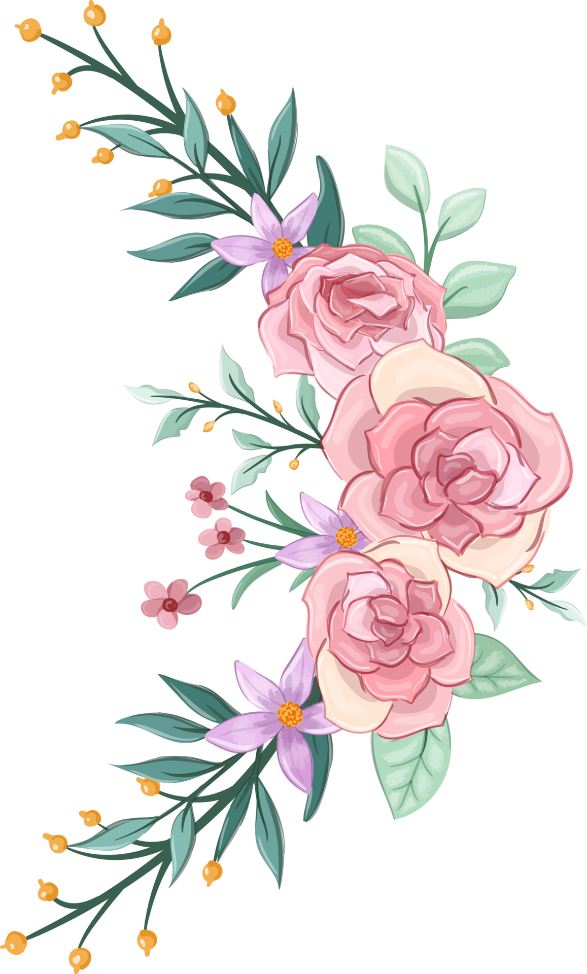 Pink flower arrangement with watercolor style 15740241 PNG