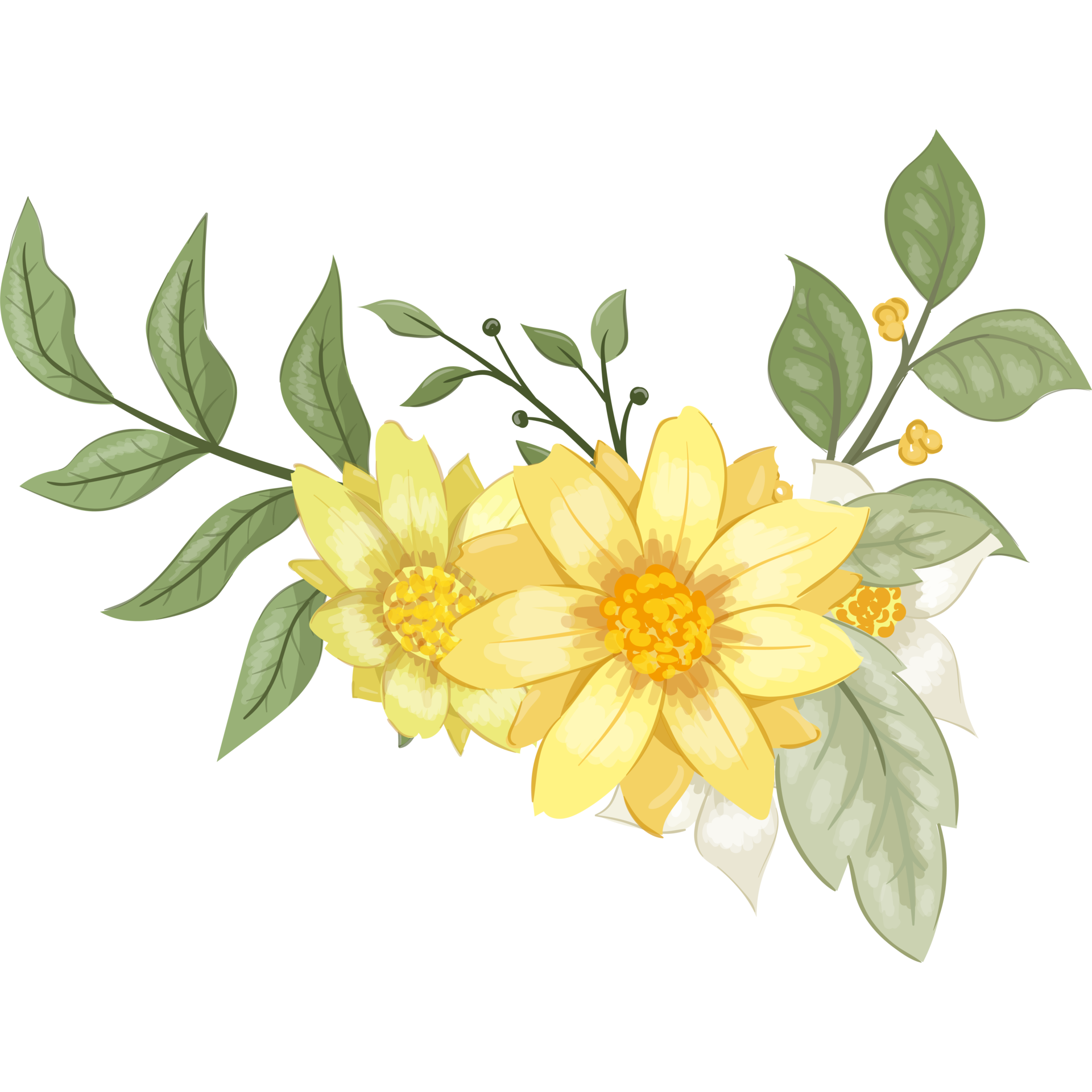 Yellow Flower Arrangement with watercolor style 15740244 PNG