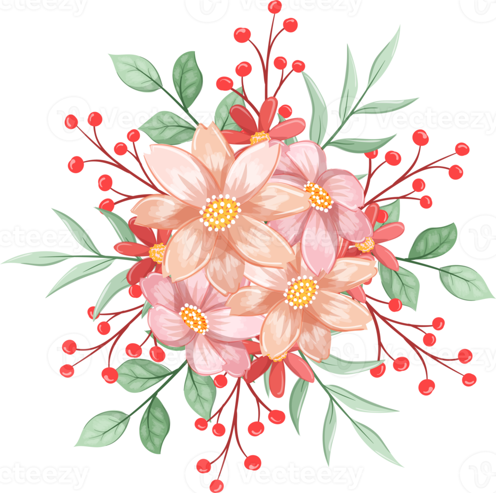 Orange Flower Arrangement with watercolor style png