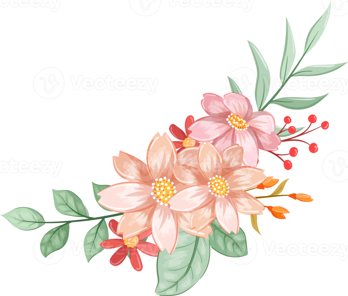 Orange Flower Arrangement with watercolor style png