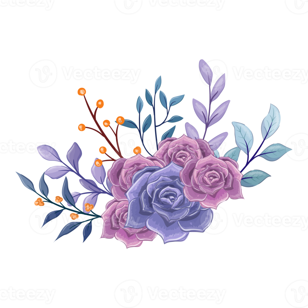 Purple Flower Arrangement with watercolor style png