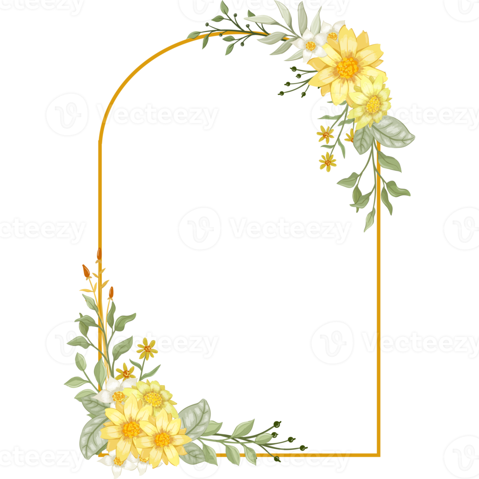 Yellow Flower Arrangement with watercolor style png