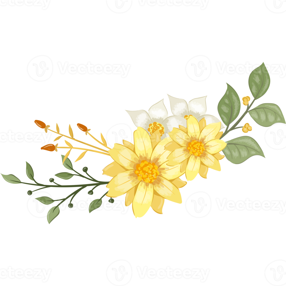 Yellow Flower Arrangement with watercolor style 15740278 PNG