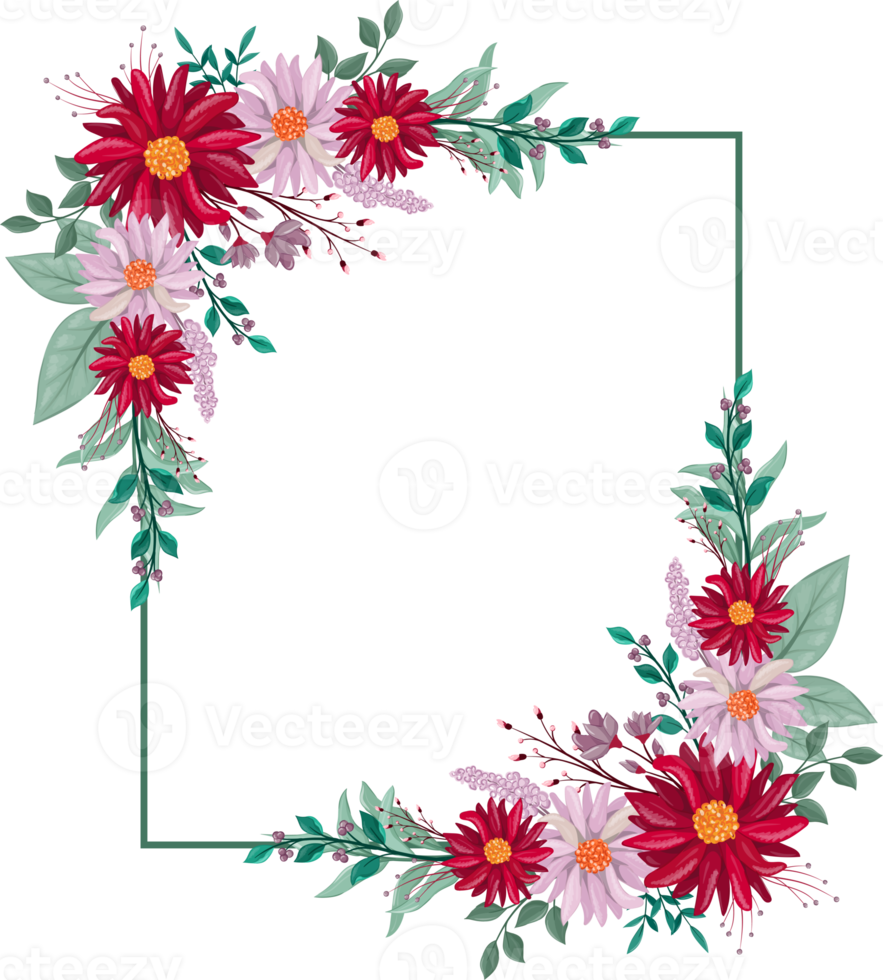 Red Flower Arrangement with watercolor style png