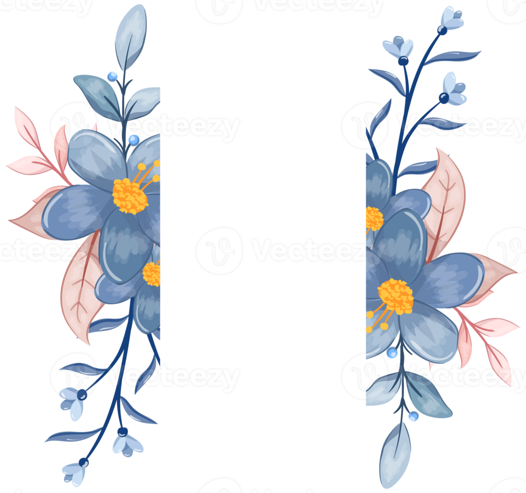 Blue Flower Arrangement with watercolor style png