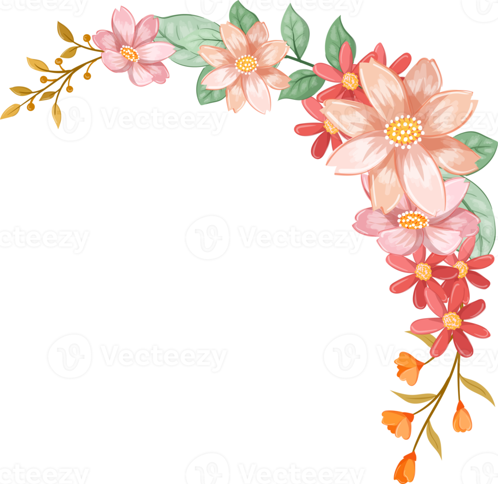 Orange Flower Arrangement with watercolor style png
