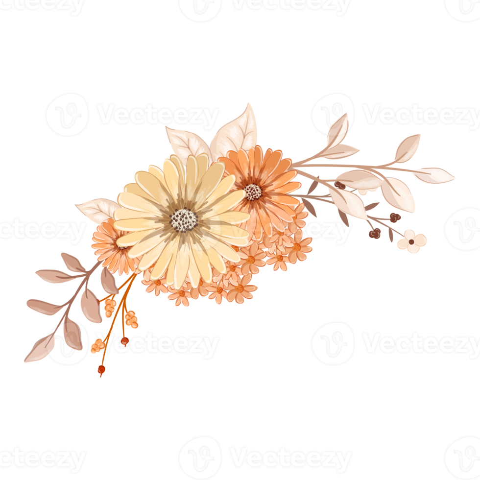 Orange Flower Arrangement with watercolor style png