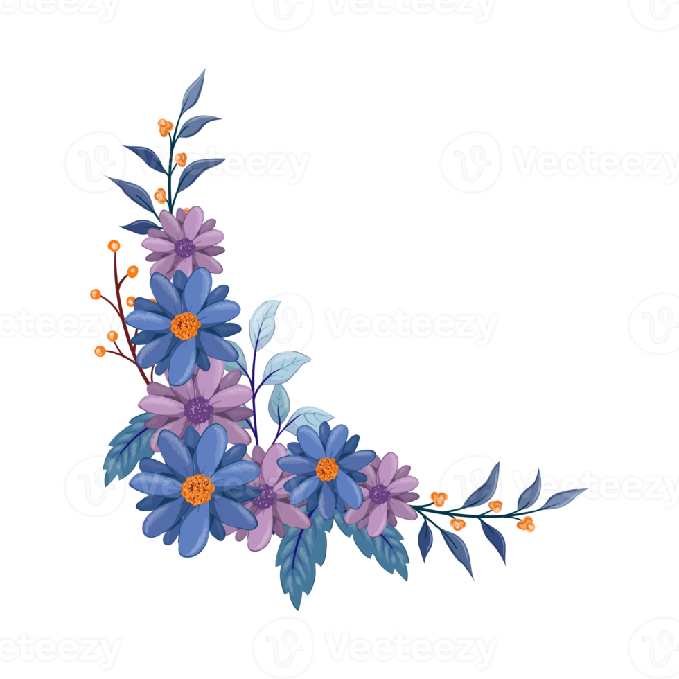 Purple Flower Arrangement with watercolor style png