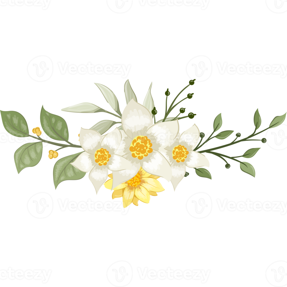 Yellow Flower Arrangement with watercolor style png