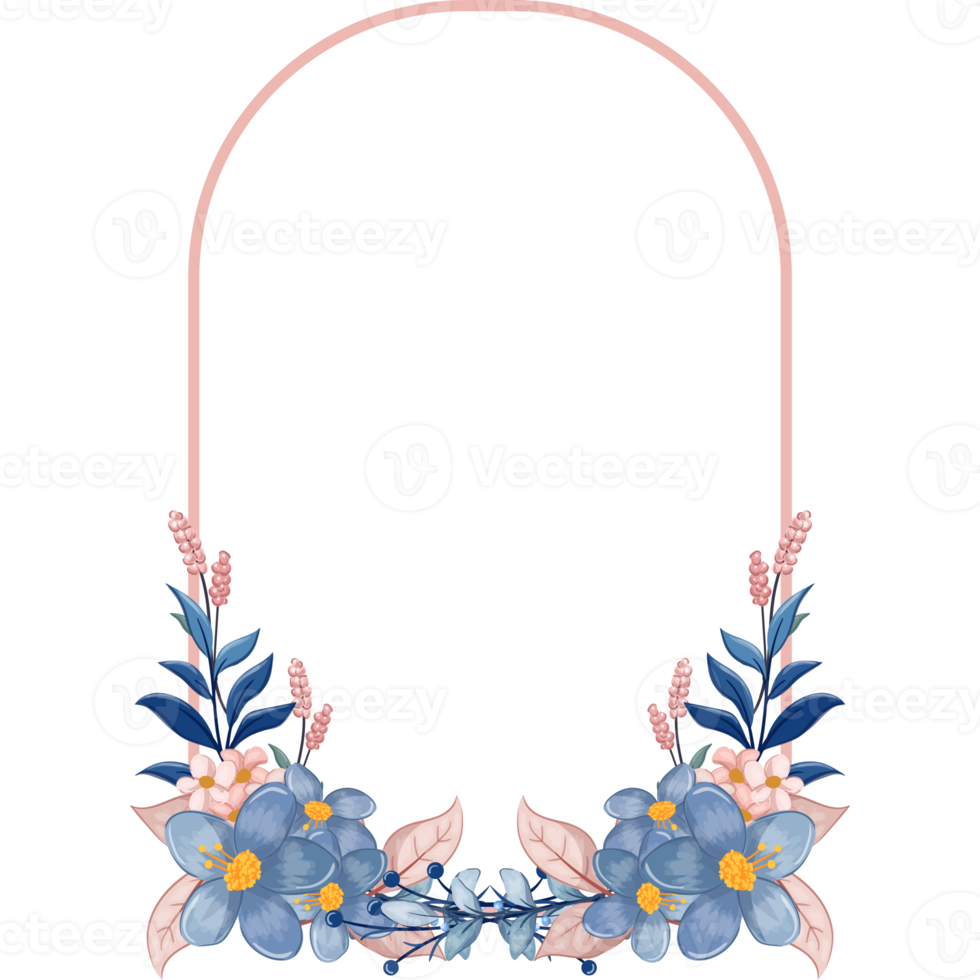 Blue Flower Arrangement with watercolor style png