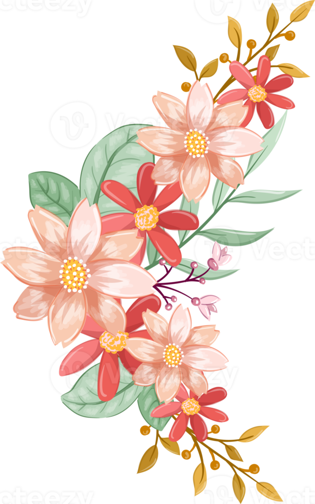 Orange Flower Arrangement with watercolor style png