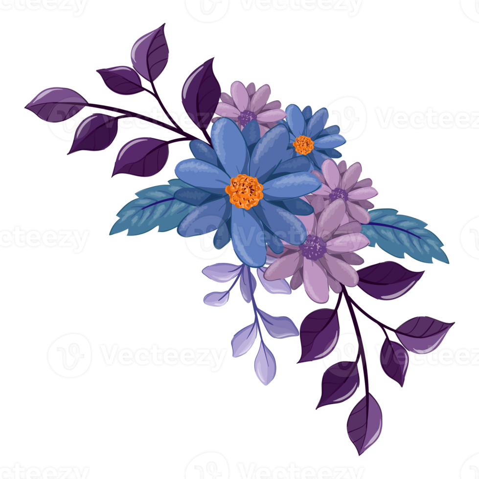 Purple Flower Arrangement with watercolor style png