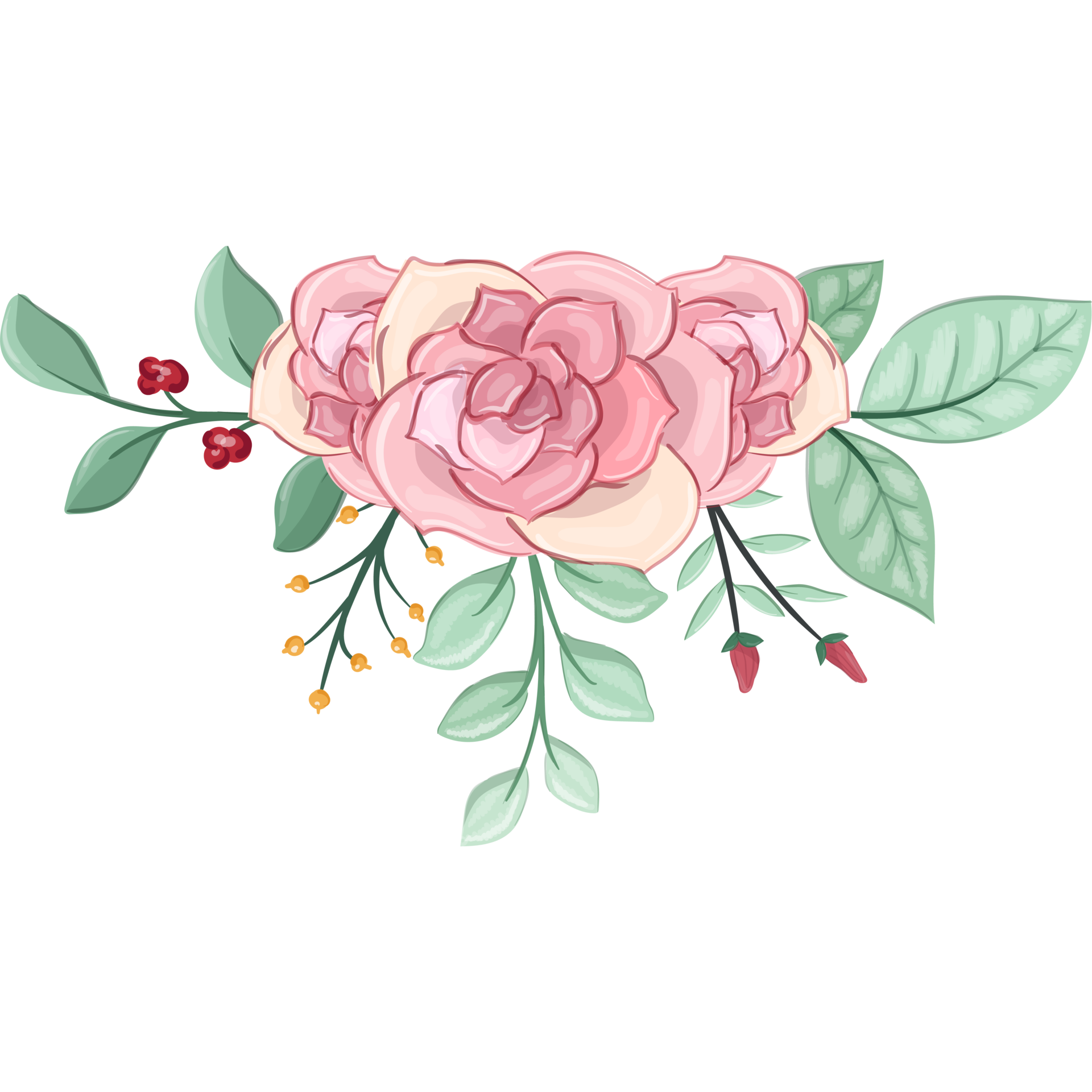 Free Pink flower arrangement with watercolor style 15740401 PNG with ...