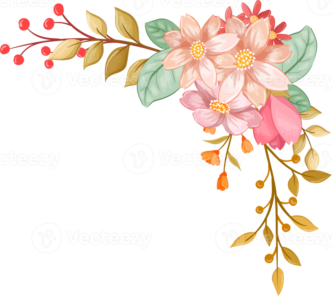 Orange Flower Arrangement with watercolor style png