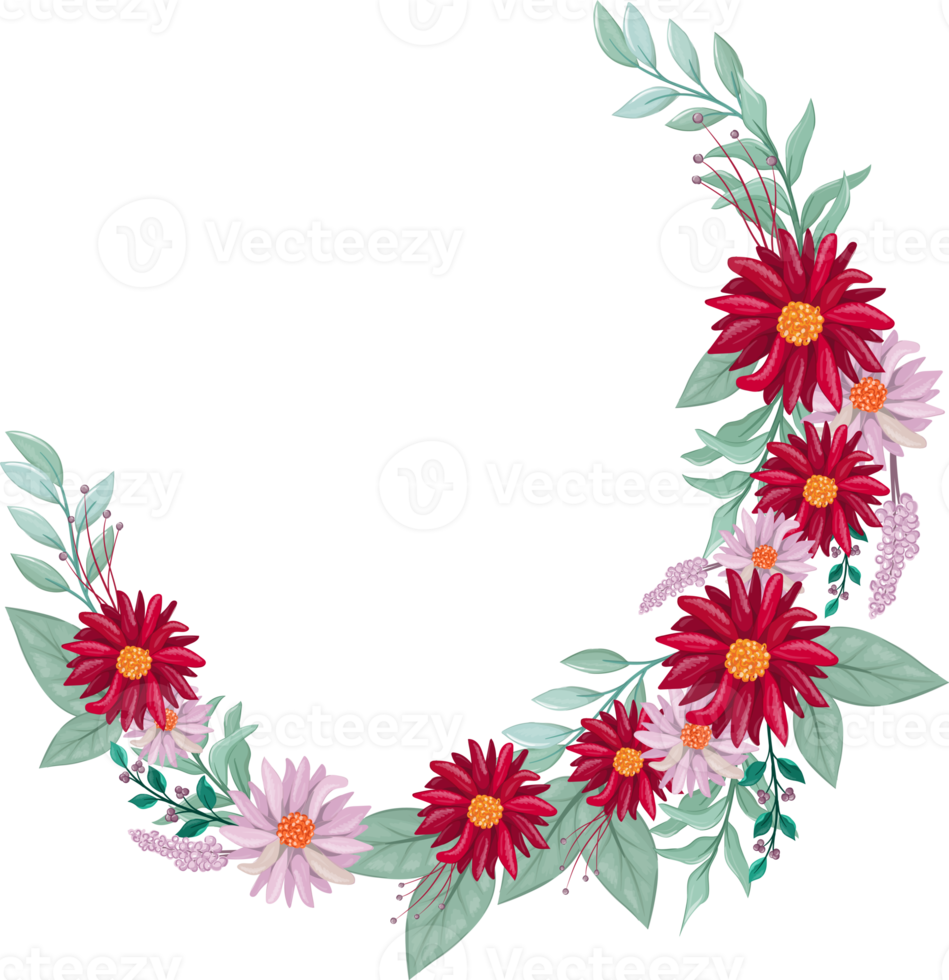Red Flower Arrangement with watercolor style png