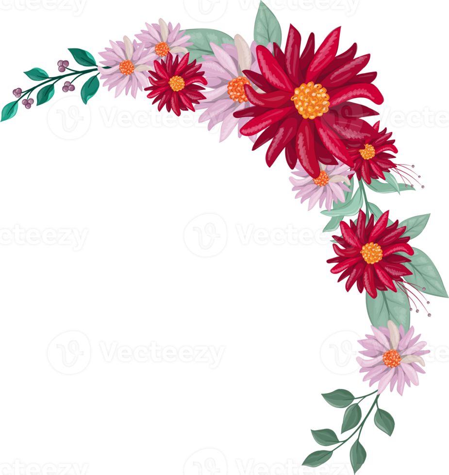 Red Flower Arrangement with watercolor style png