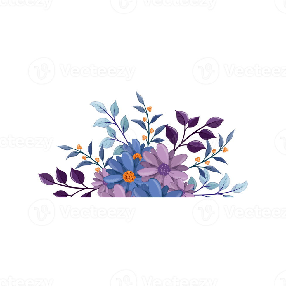 Purple Flower Arrangement with watercolor style png