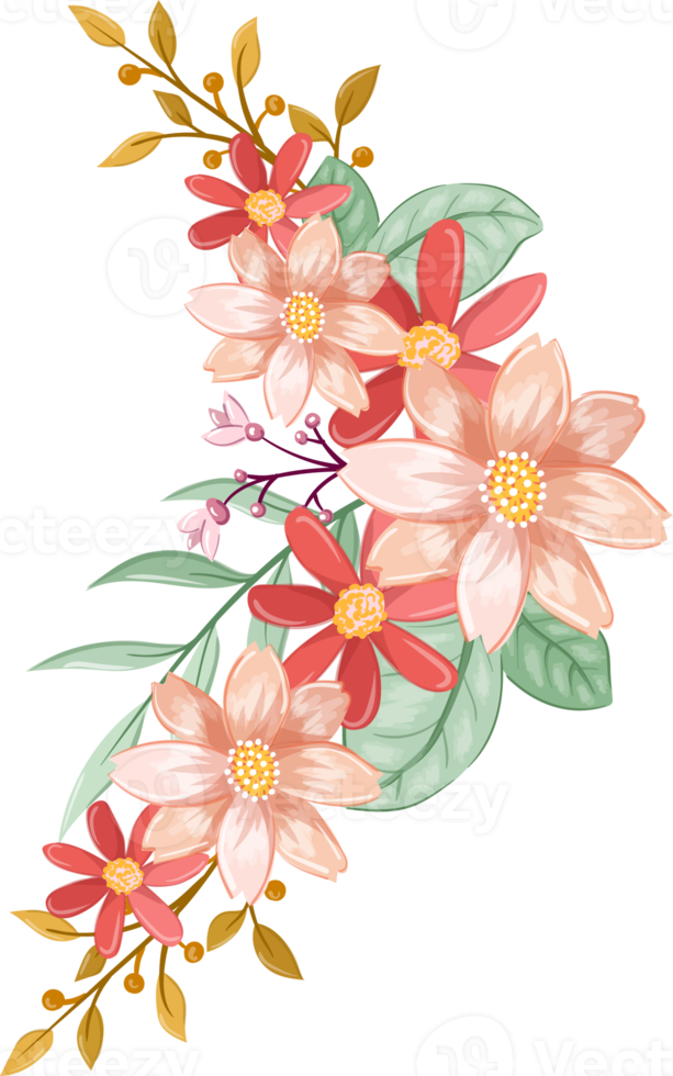 Orange Flower Arrangement with watercolor style png