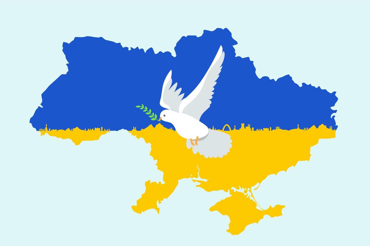 bandera de ucrania en forma de paloma de la paz. el concepto de paz en ucrania. ilustración vectorial aislada sobre fondo blanco para diseño y web. vector