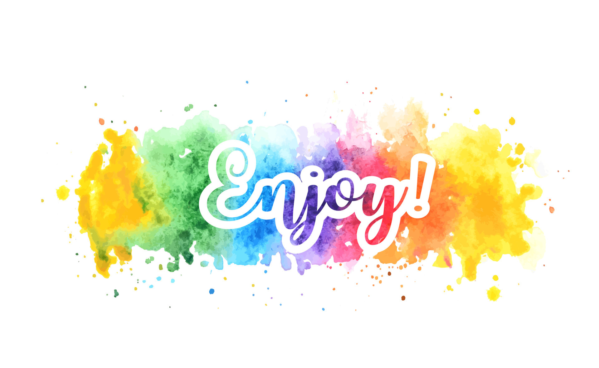 Watercolor rainbow splash blot with inspirational enjoy 15740465 Vector