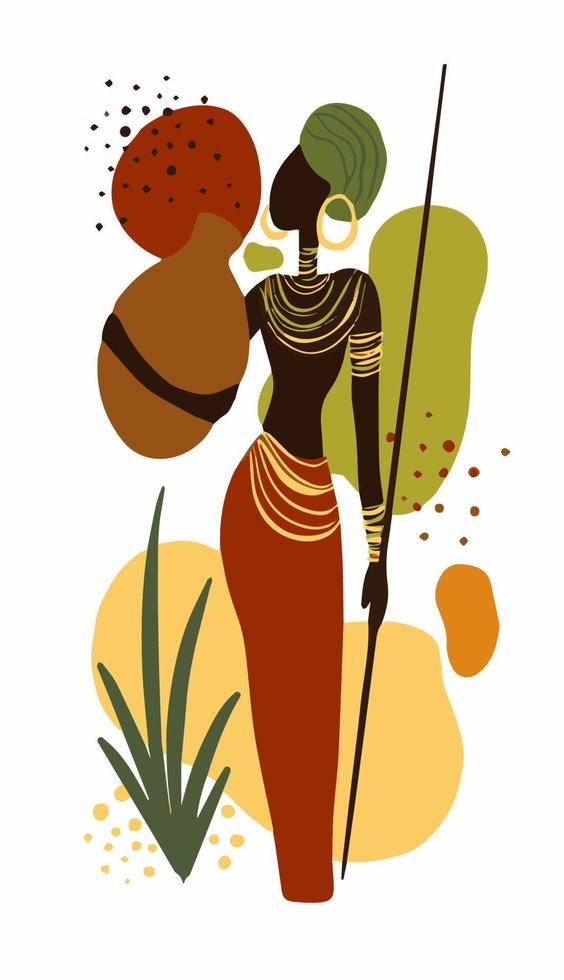 hermosa mujer negra mujer africana. ilustración vectorial de moda vector