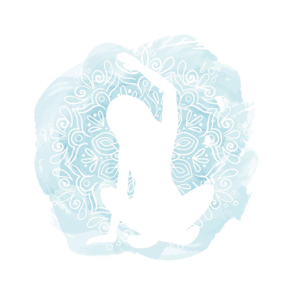 watercolor mandala yoga meditation vector