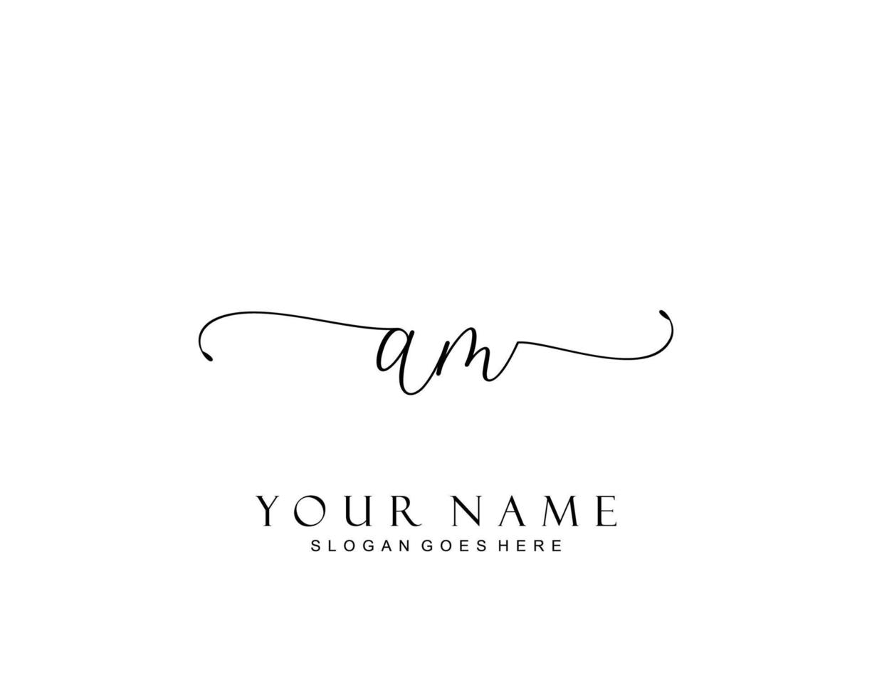 Initial AM beauty monogram and elegant logo design, handwriting logo of initial signature, wedding, fashion, floral and botanical with creative template. vector