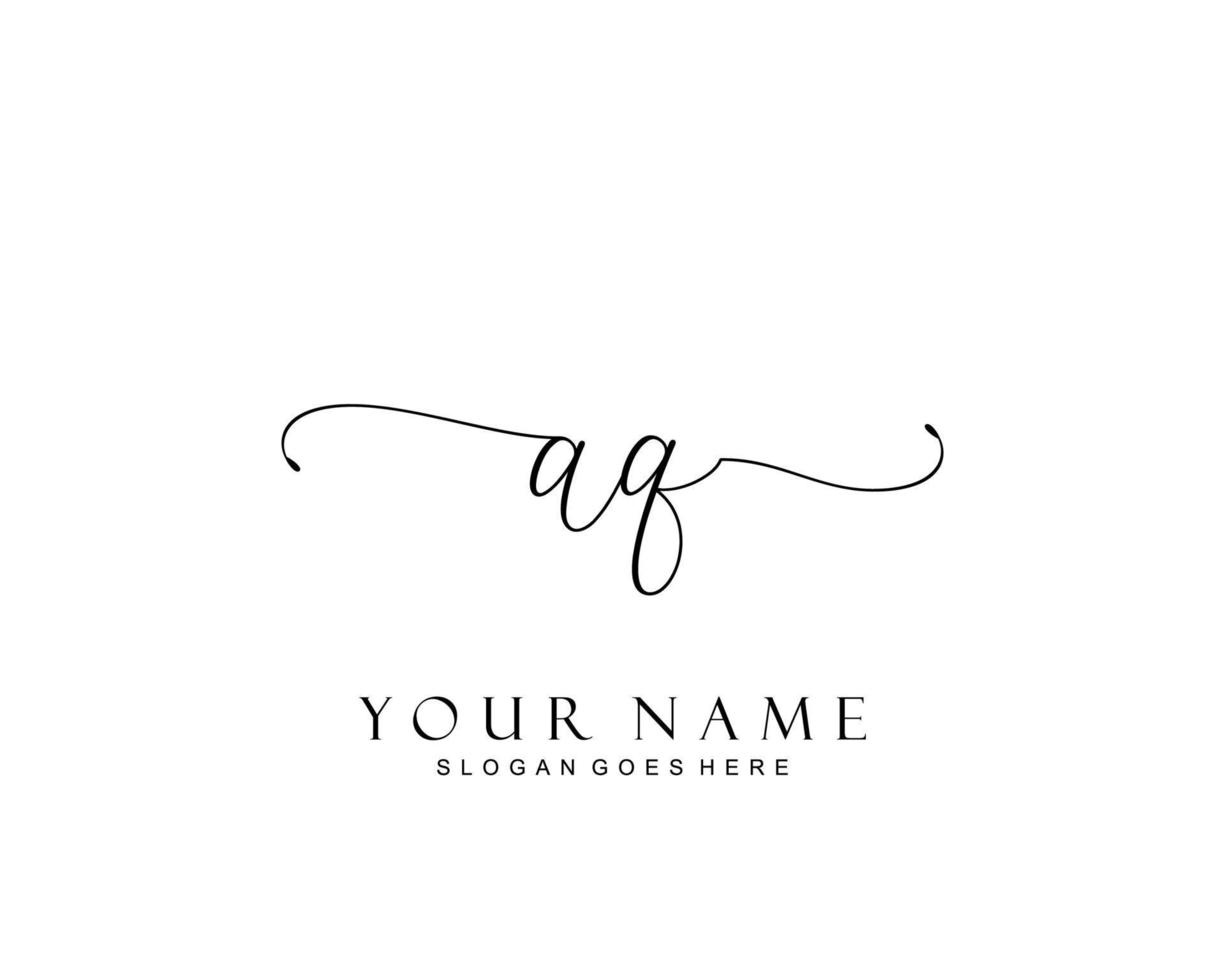 Initial AQ beauty monogram and elegant logo design, handwriting logo of initial signature, wedding, fashion, floral and botanical with creative template. vector