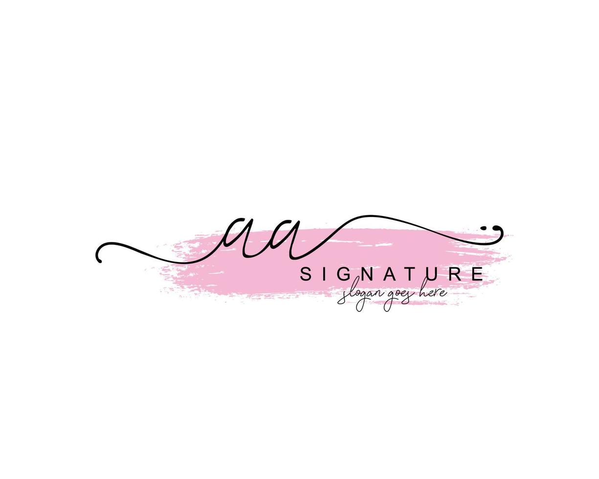 Initial AA beauty monogram and elegant logo design, handwriting logo of initial signature, wedding, fashion, floral and botanical with creative template. vector