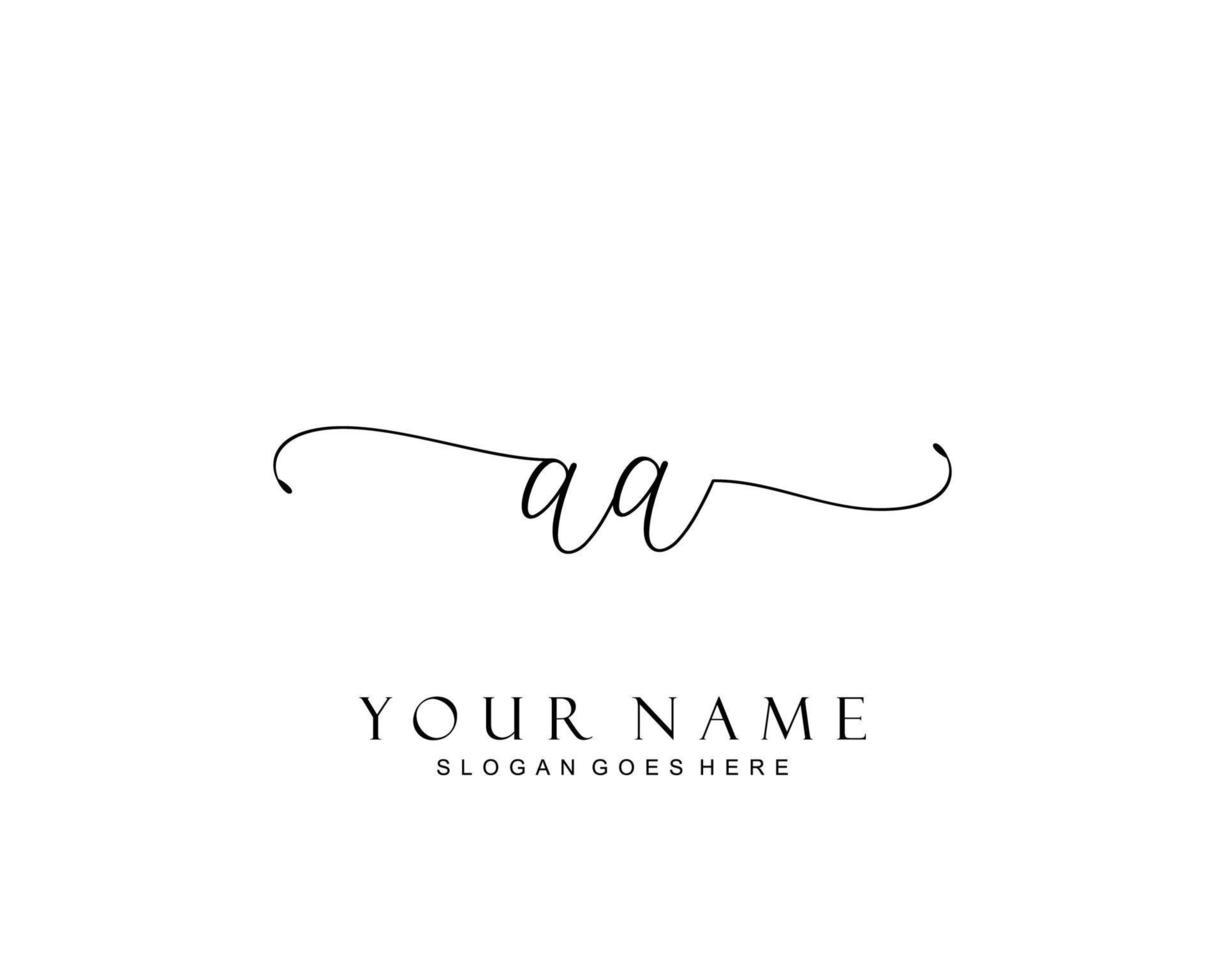 Initial AA beauty monogram and elegant logo design, handwriting logo of initial signature, wedding, fashion, floral and botanical with creative template. vector