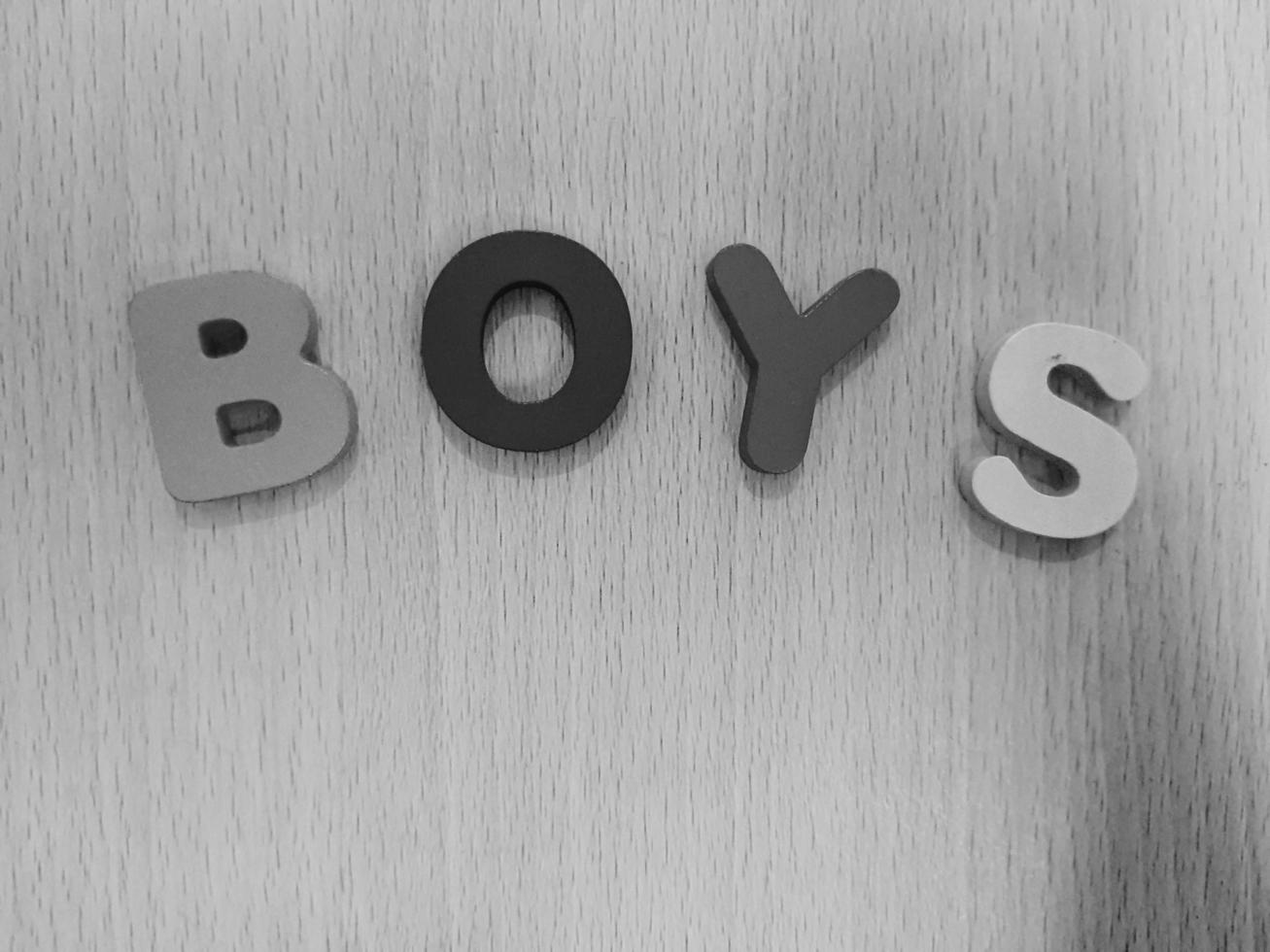 The arrangement of colorful letters that read BOYS photo