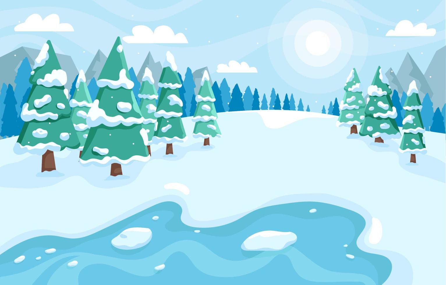 Winter Landscape Atmosphere in The Snow Mountains vector