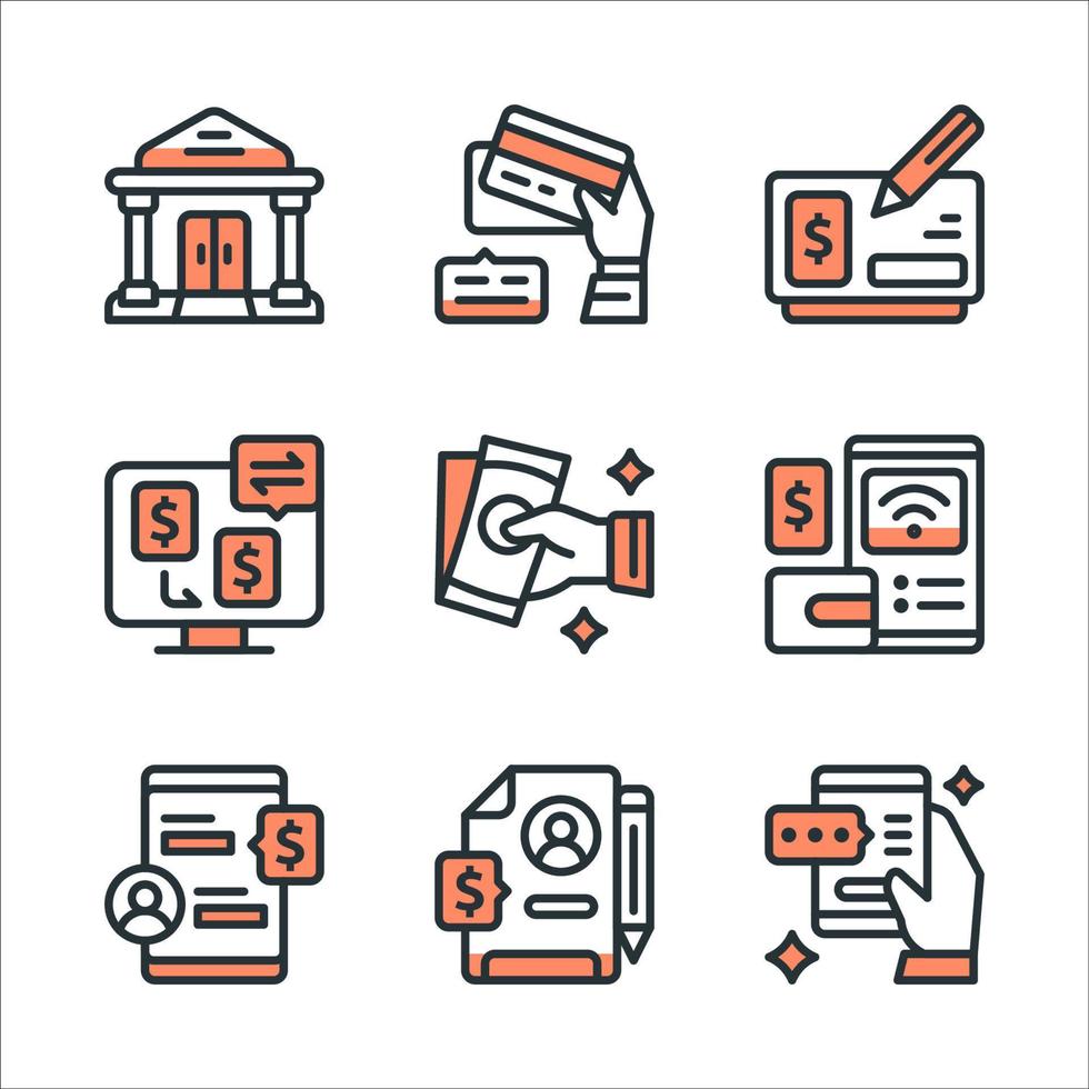 conjunto de iconos llenos de banca para la aplicación vector