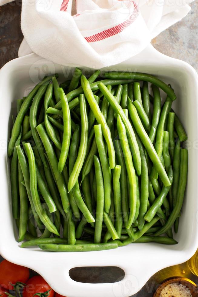 Blanched green beans photo