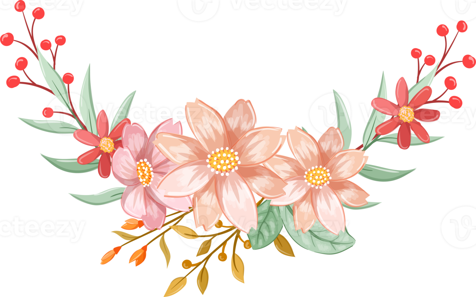Orange Flower Arrangement with watercolor style png