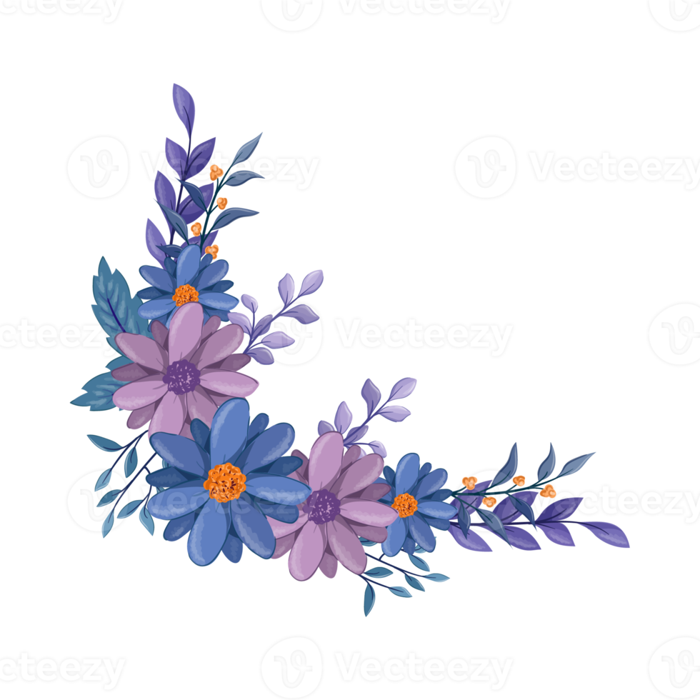 Purple Flower Arrangement with watercolor style png