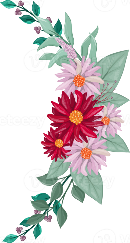 Red Flower Arrangement with watercolor style png