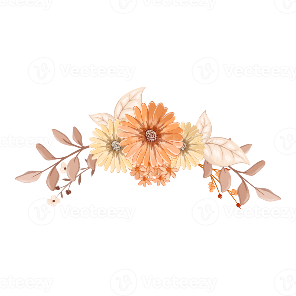 Orange Flower Arrangement with watercolor style png