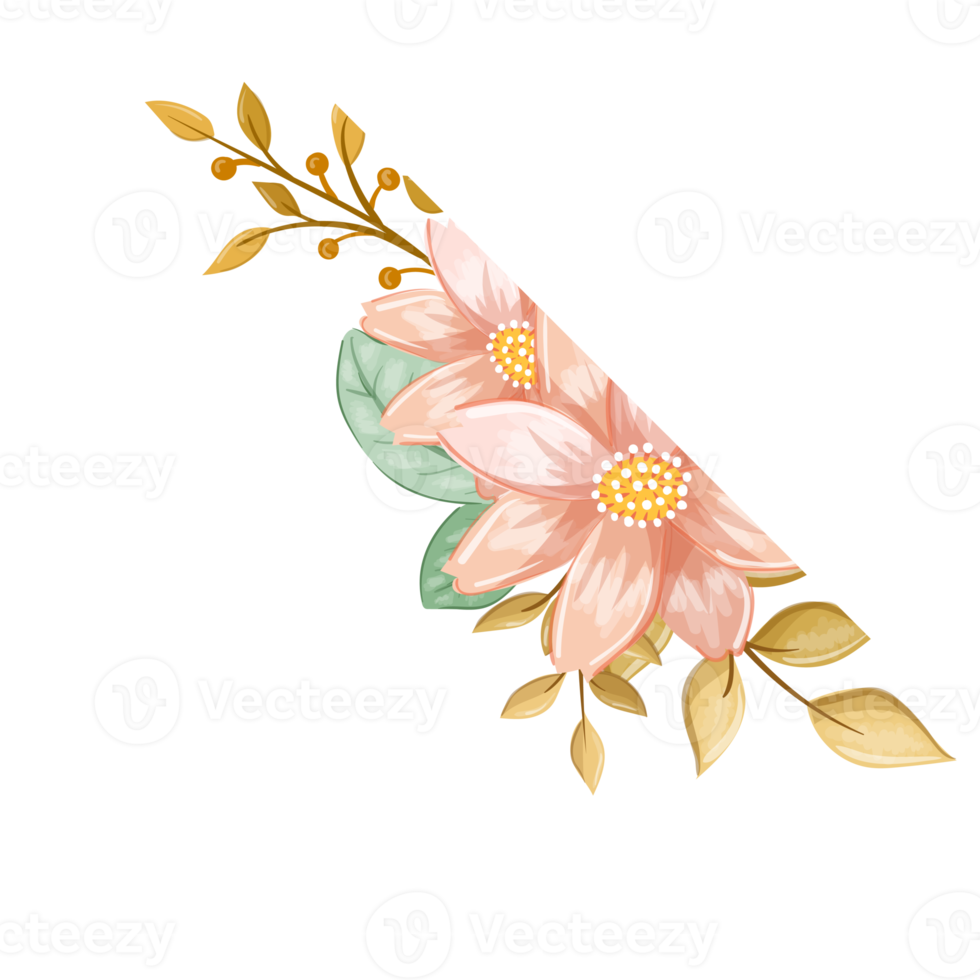 Orange Flower Arrangement with watercolor style png