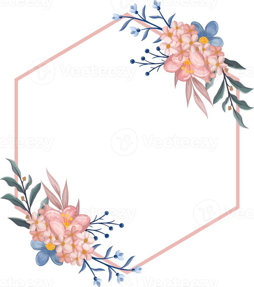 Blue Flower Arrangement with watercolor style png