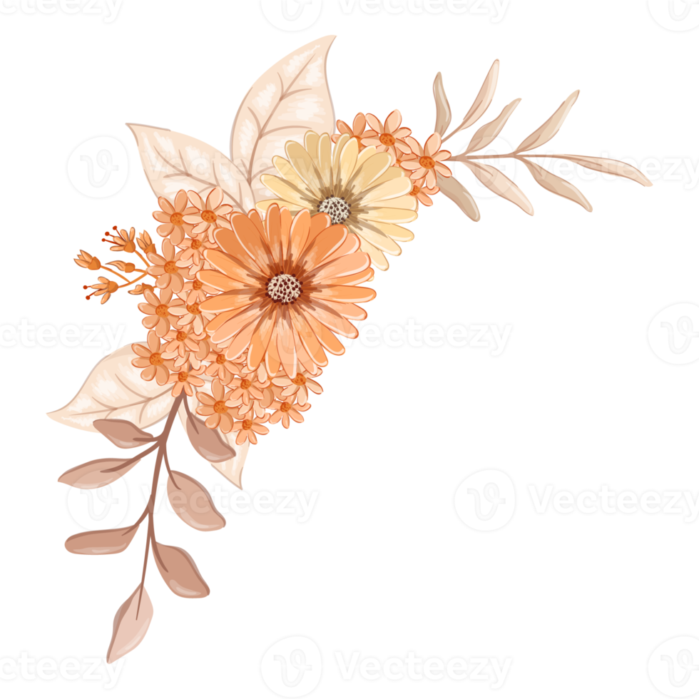 Orange Flower Arrangement with watercolor style png