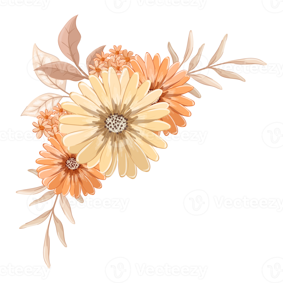 Orange Flower Arrangement with watercolor style png