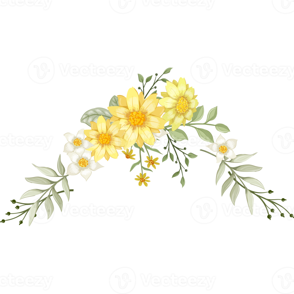 Yellow Flower Arrangement with watercolor style png