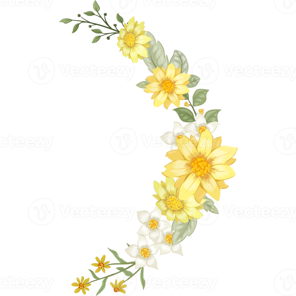 Yellow Flower Arrangement with watercolor style png