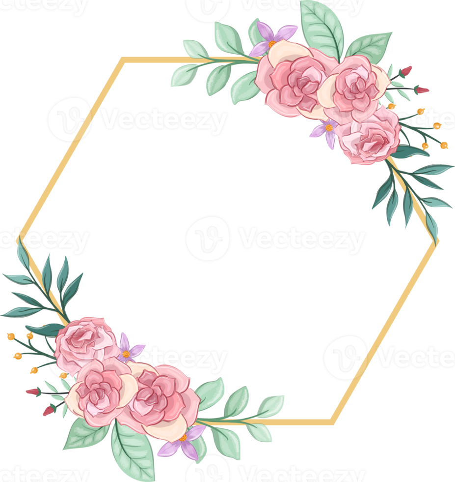 Pink flower arrangement with watercolor style png