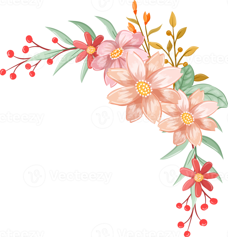 Orange Flower Arrangement with watercolor style png