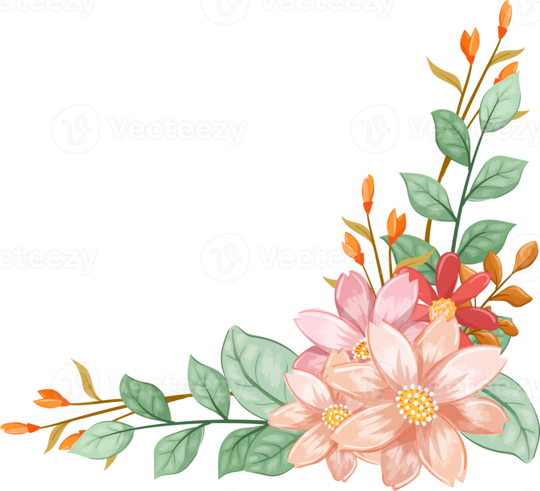 Orange Flower Arrangement with watercolor style png