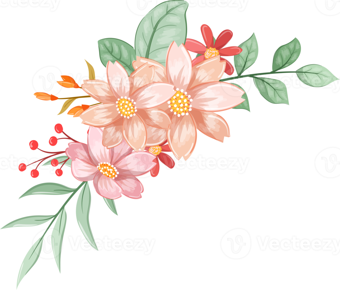 oranje bloem arrangement met waterverf stijl png